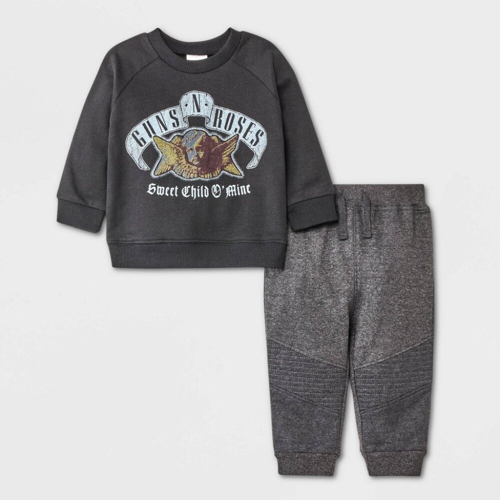 NEW Black Baby 2pc Guns N' Roses Top and Bottom Set